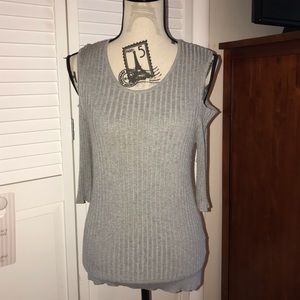 Philosophy Cold Shoulder Ribbed Sweater